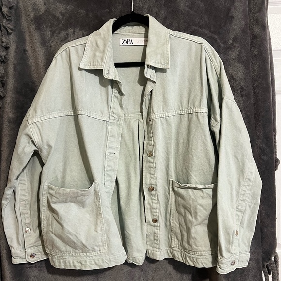 Oversize Denim Overshirt Sea Green from Zara - Picture 1 of 2